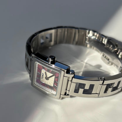 Fendi 1990s Seashell Square Dial Stainless steel Watch