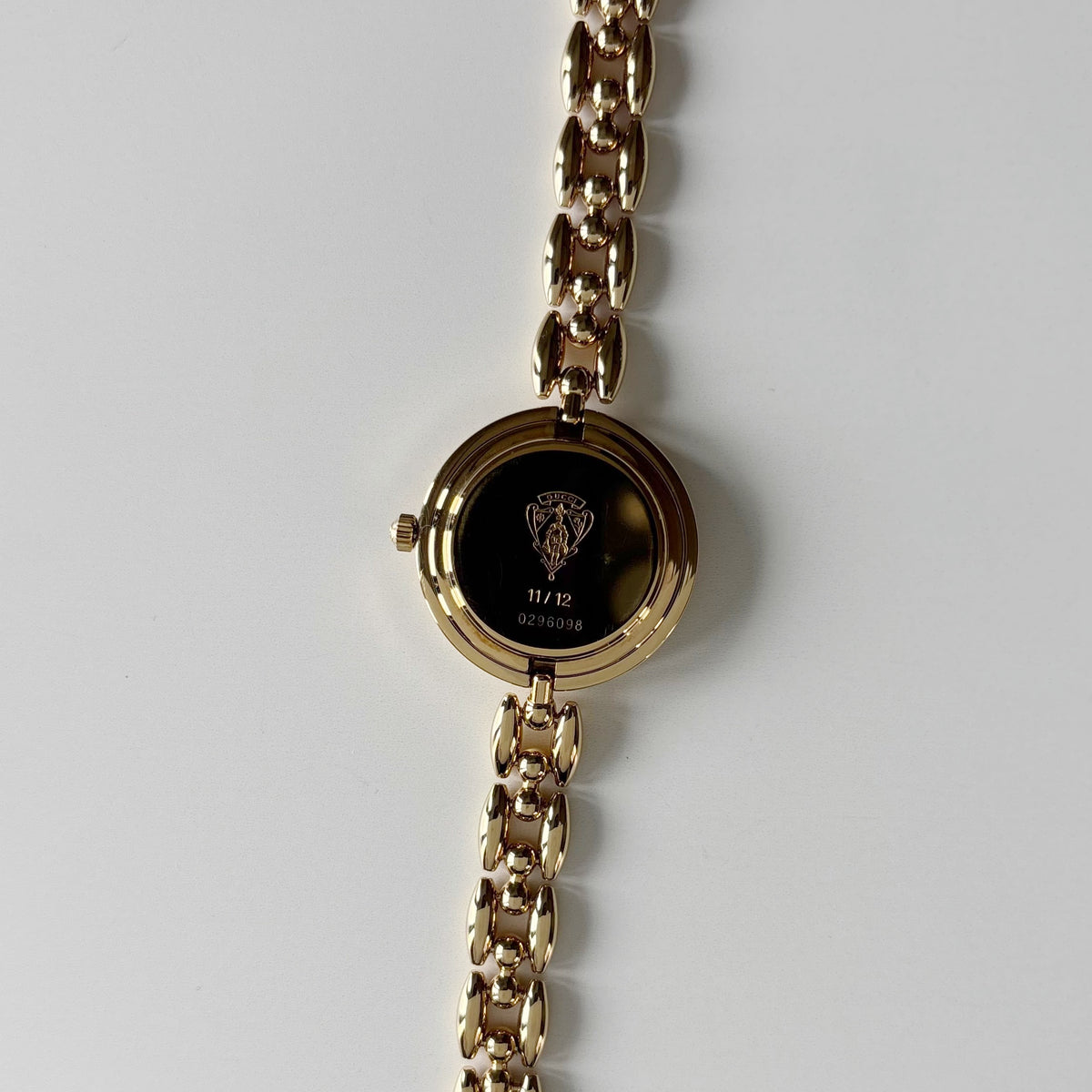 Gucci 1990s Interchangeable Bezel Gold Plated Rice Chain Watch with 6 bezels, case (165mm)