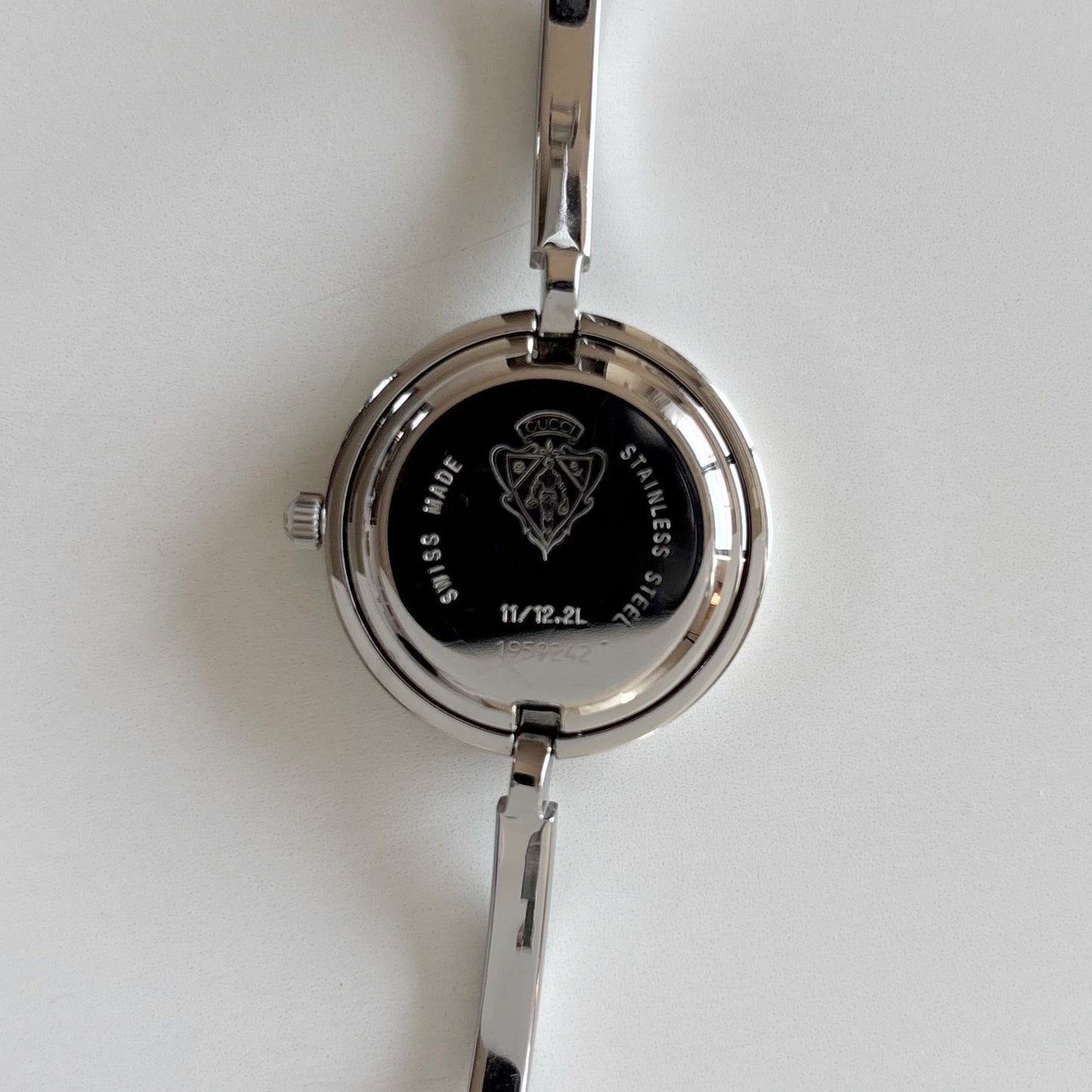 Gucci 1990s Interchangeable Bezel Stainless steel Bangle Watch with 12 bezels, case (Small)