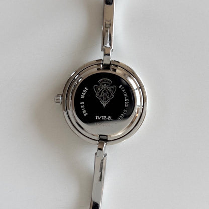 Gucci 1990s Interchangeable Bezel Stainless steel Bangle Watch with 12 bezels, case (Small)