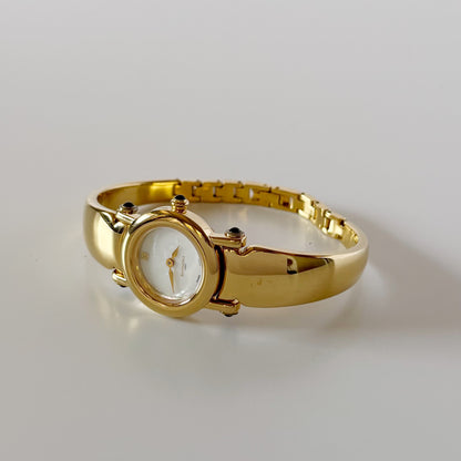 Givenchy 1990s Seashell Dial Gold Plated Bangle Watch