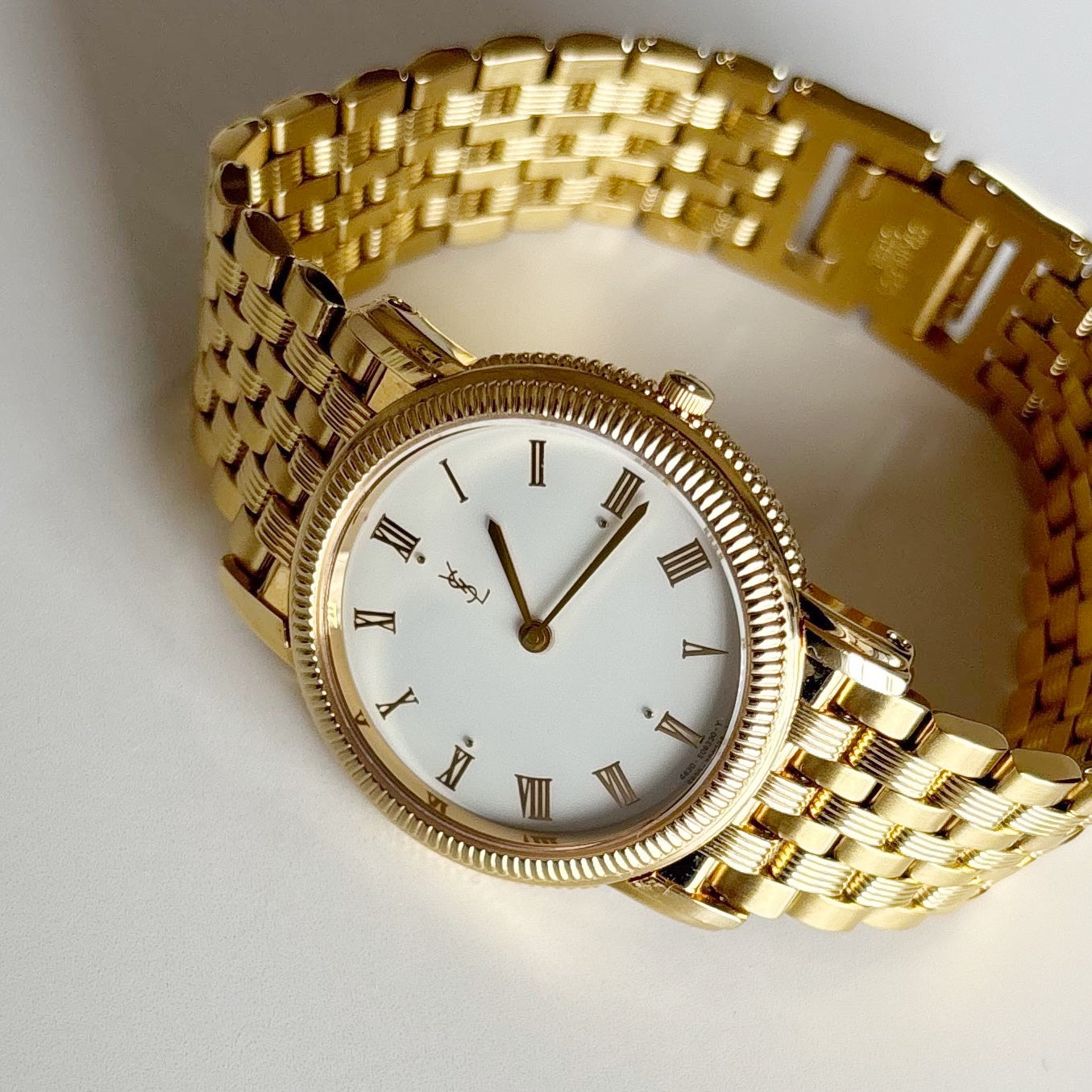 Yves Saint Laurent 1990s Round Dial Gold Plated Watch (Large)