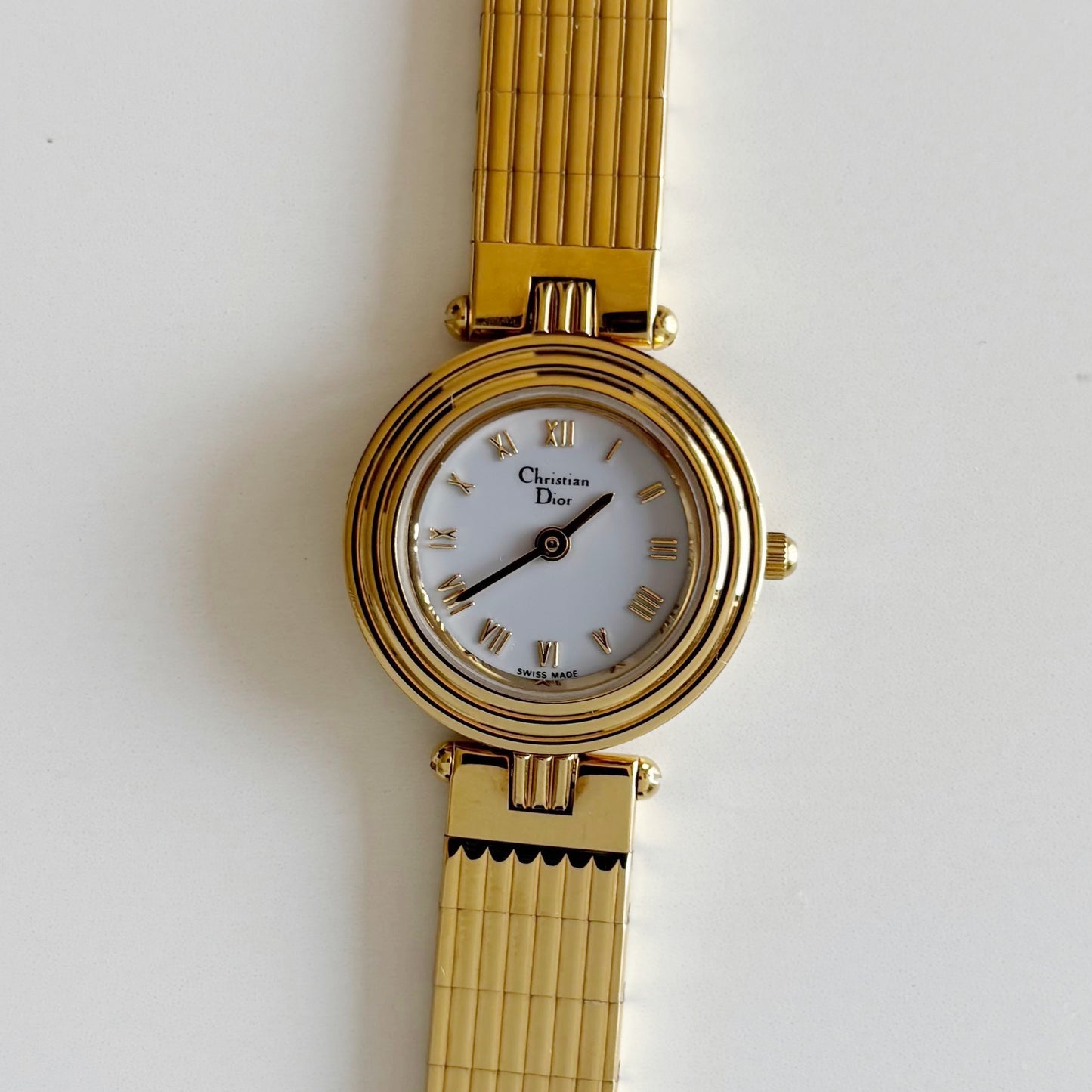 Dior 1990s Round Dial Gold Plated Watch