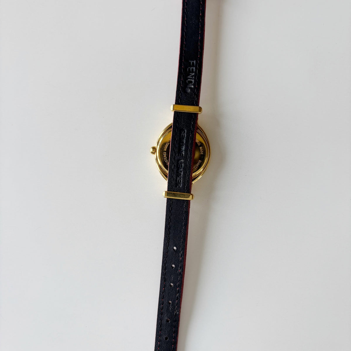 Fendi 1990s Interchangeable Strap Gold Plated Watch with 5 straps, case