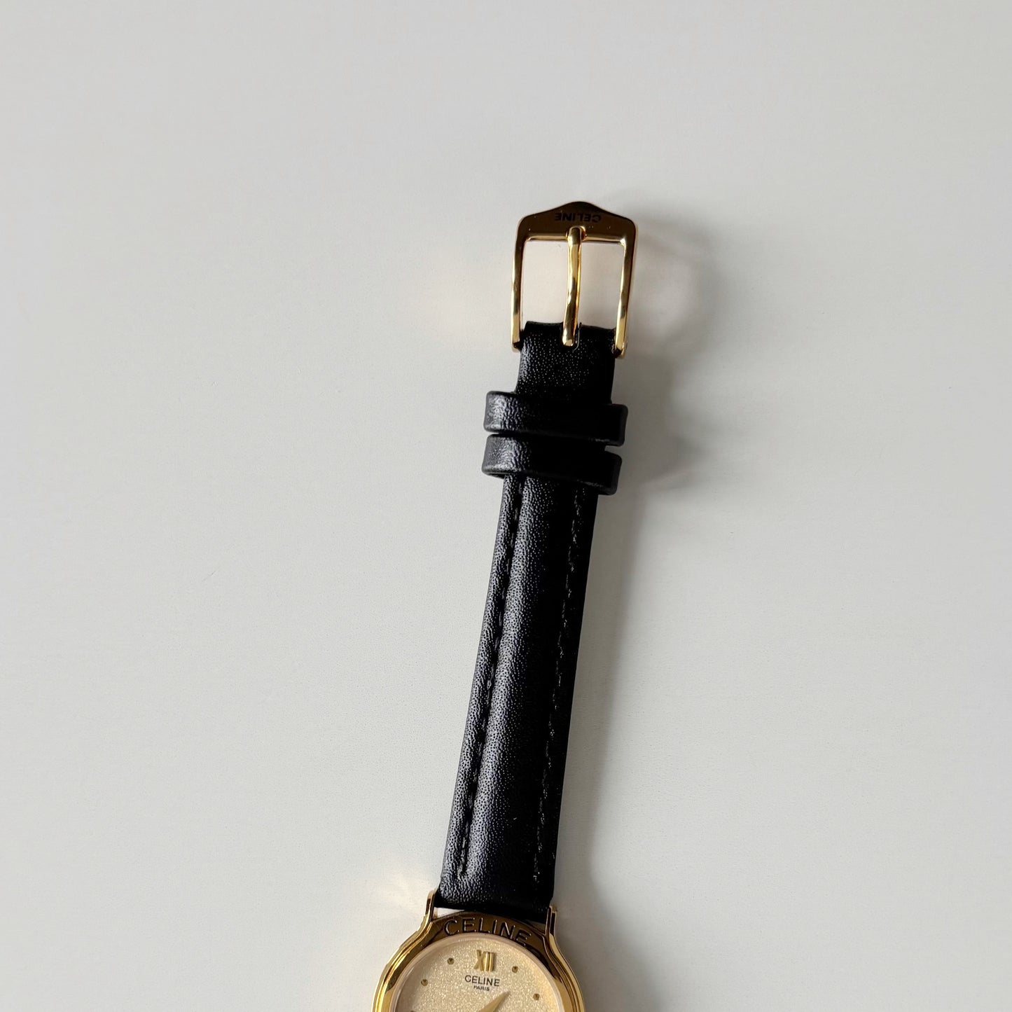 Celine 1980s Round Dial Gold Plated Watch