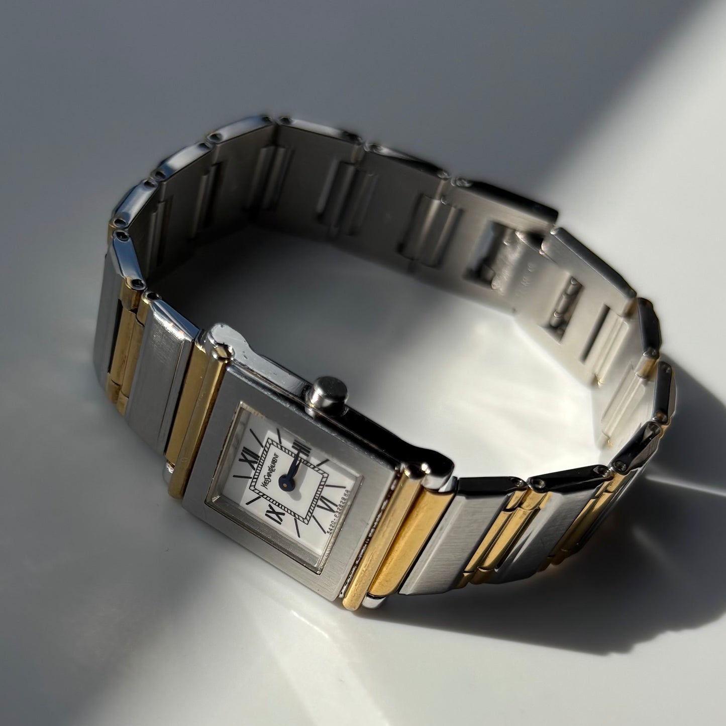 Yves Saint Laurent 1990s Square Dial Two Tone Watch