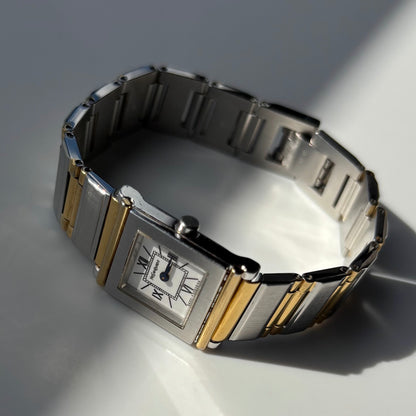 Yves Saint Laurent 1990s Square Dial Two Tone Watch