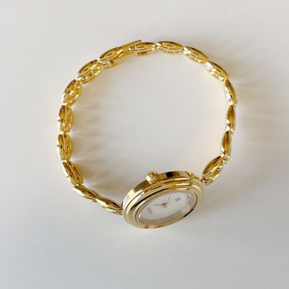 Gucci 1990s Interchangeable Bezel Gold Plated Rice Chain Watch with 6 bezels, case (160mm)