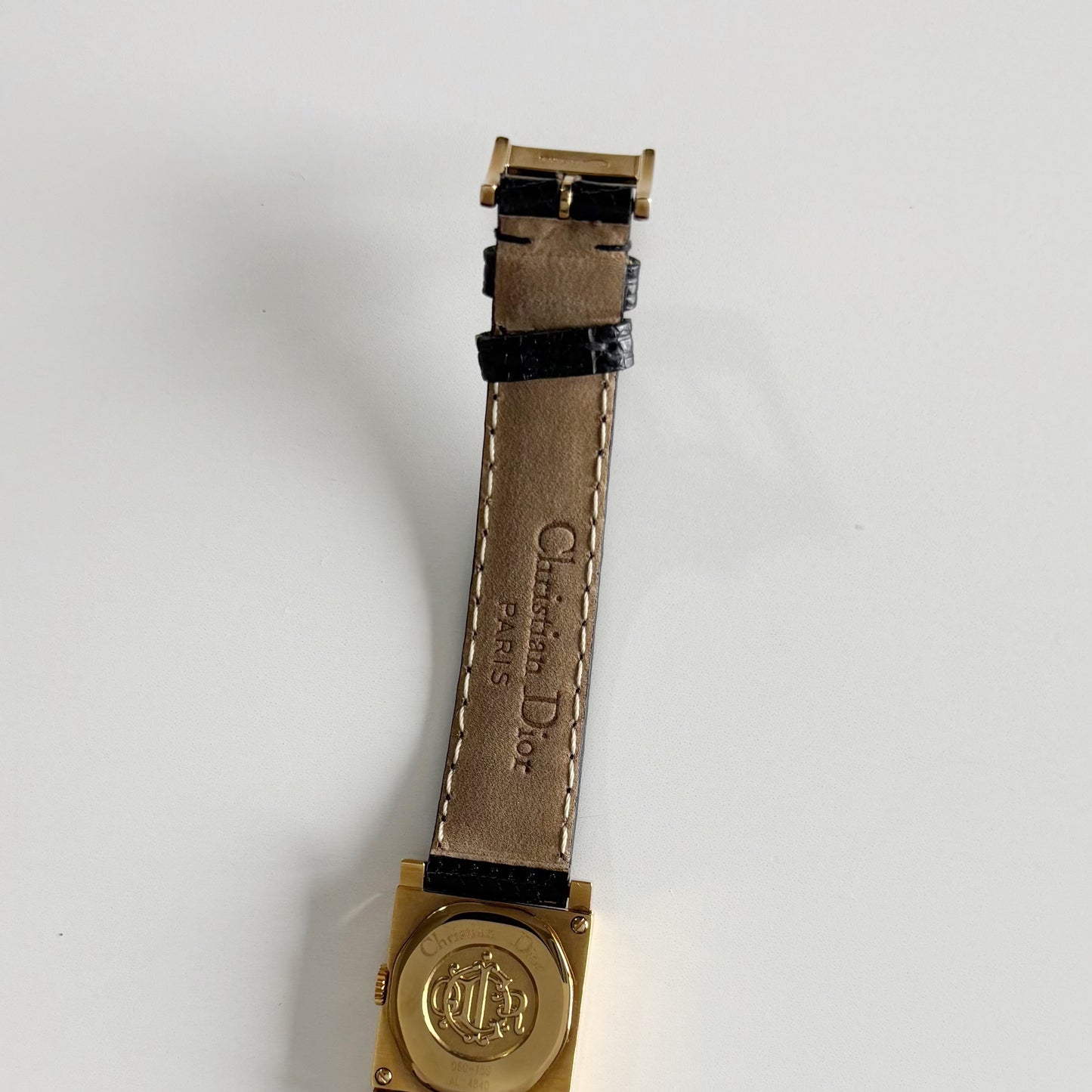 Dior 1990s La Parisienne Interchangeable Strap Gold Plated Watch with 3 straps, case