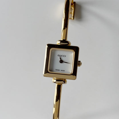 Gucci 1990s Square Dial Gold Plated Watch (Small)