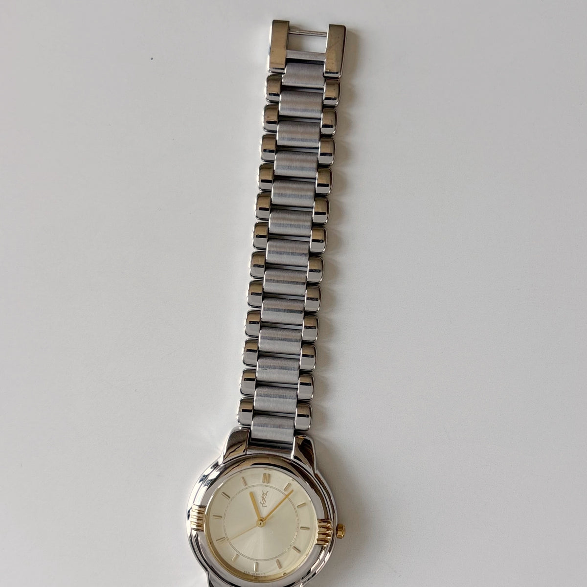 Yves Saint Laurent 1990s Round Dial Two-Tone Gold-Plated Watch (Large)