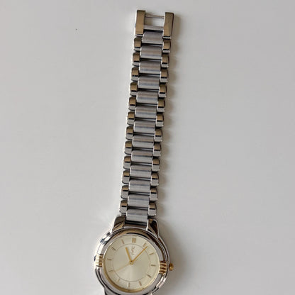 Yves Saint Laurent 1990s Round Dial Two-Tone Gold-Plated Watch (Large)