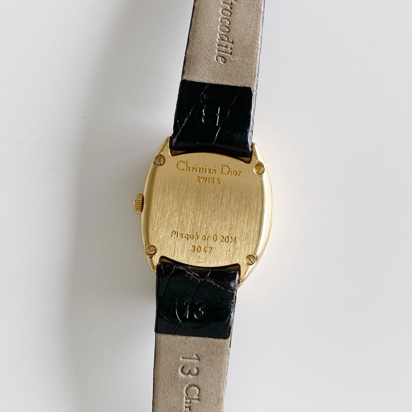 Dior 1990s Baignoire Gold Plated Leather Watch