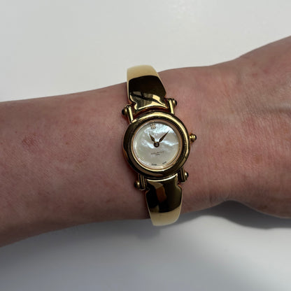 Givenchy 1990s Seashell Dial Gold Plated Bangle Watch