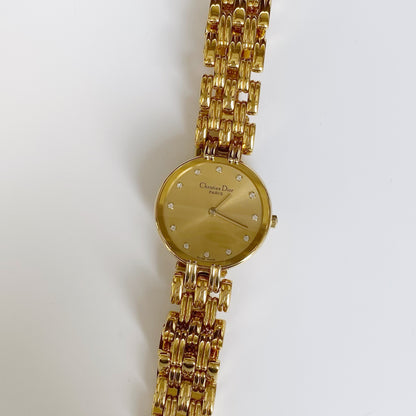 Dior 1990s Bagheera Gold Plated Round Watch