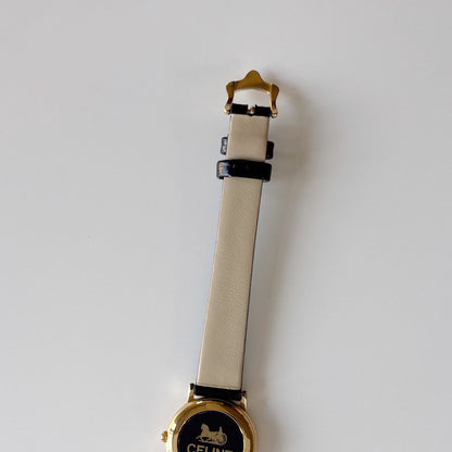 Celine 1990s Round Dial Gold Plated Watch