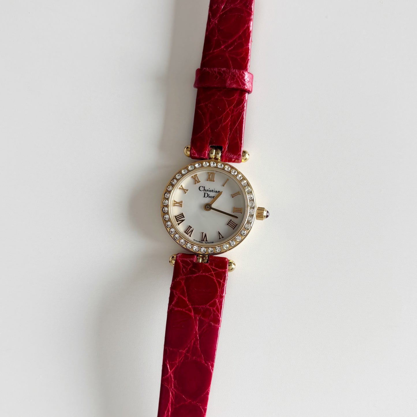 Dior 1990s Seashell Dial Round Dial Gold Plated Watch