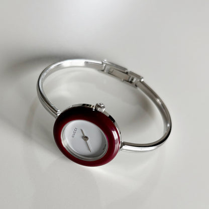 Gucci 1990s Interchangeable Bezel Stainless steel Bangle Watch with 12 bezels, case