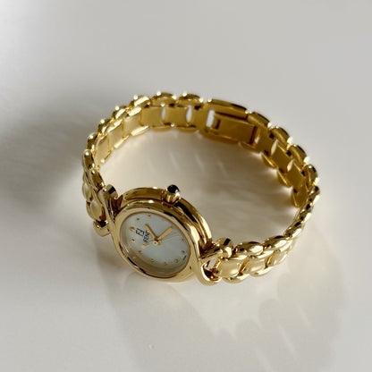 Fendi 1990s Seashell Dial Gold Plated Watch