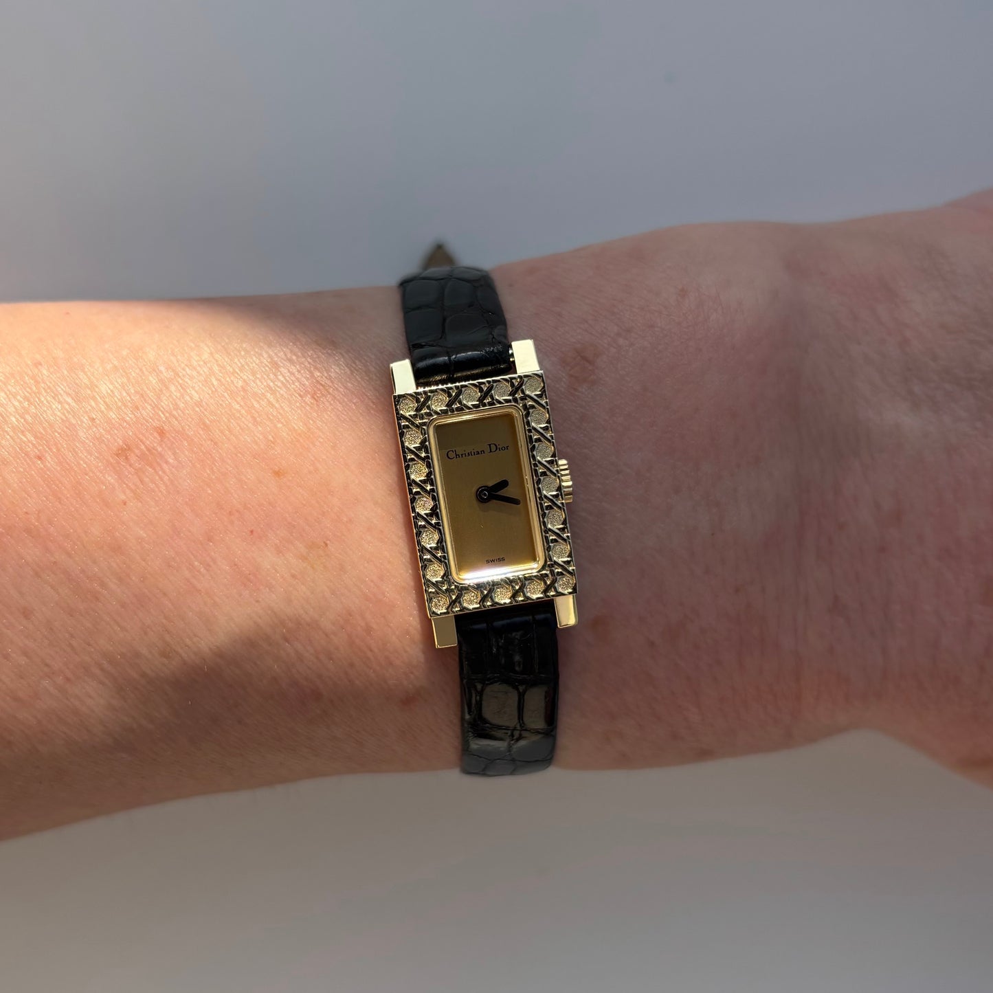 Dior 1990s La Parisienne  18K Solid Gold Case Tank Watch