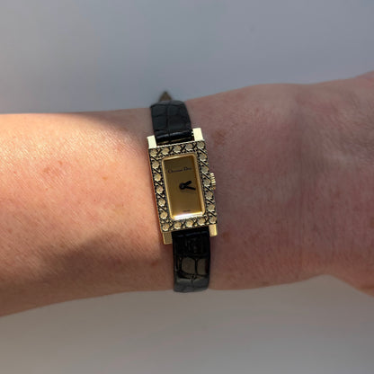 Dior 1990s La Parisienne  18K Solid Gold Case Tank Watch