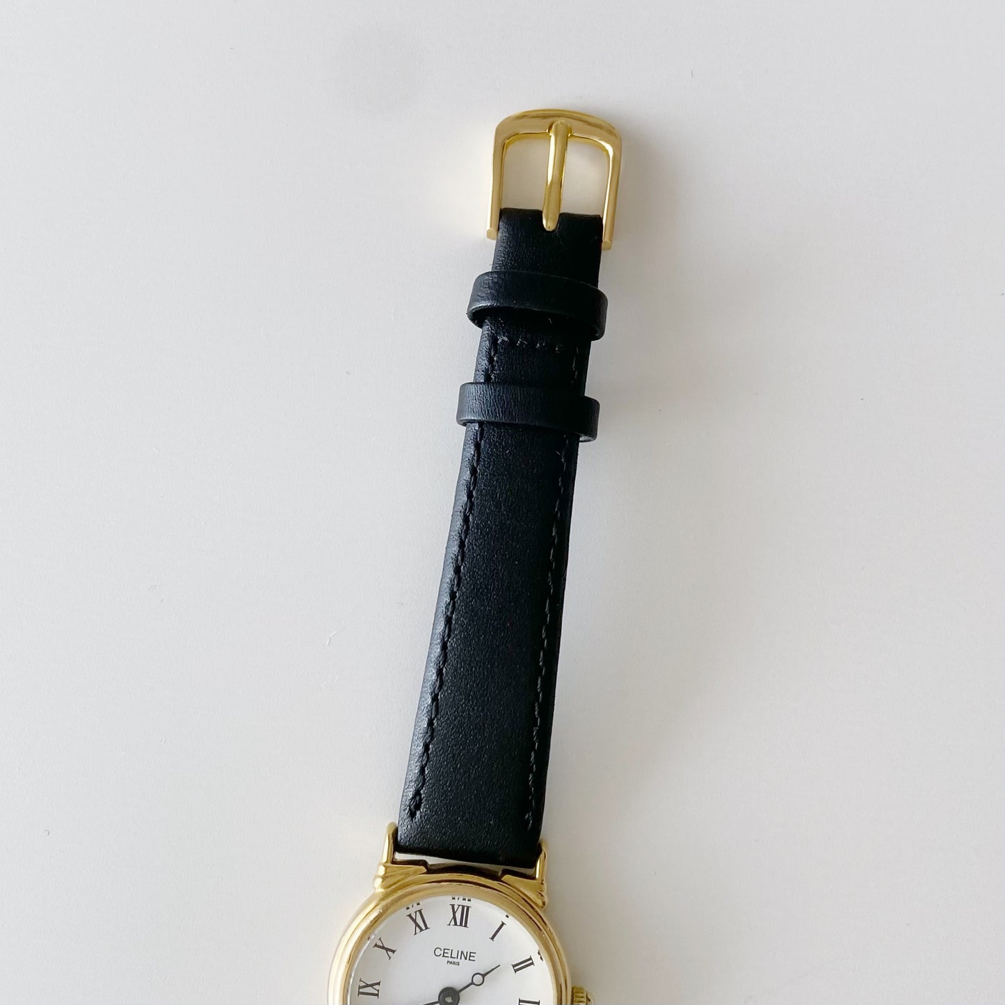 Celine 1990s Gold Plated Round Watch