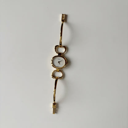Gucci 1990s Seashell Dial Gold Plated Bangle Watch