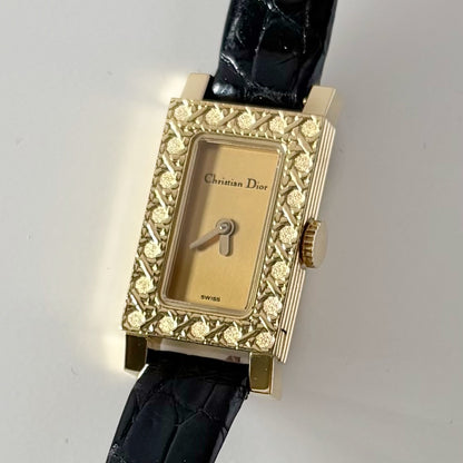 Dior 1990s La Parisienne  18K Solid Gold Case Tank Watch