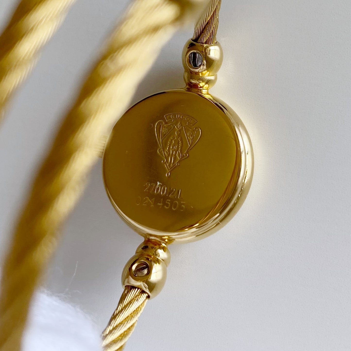 Gucci 1990s Seashell Dial Gold Plated Bangle Watch