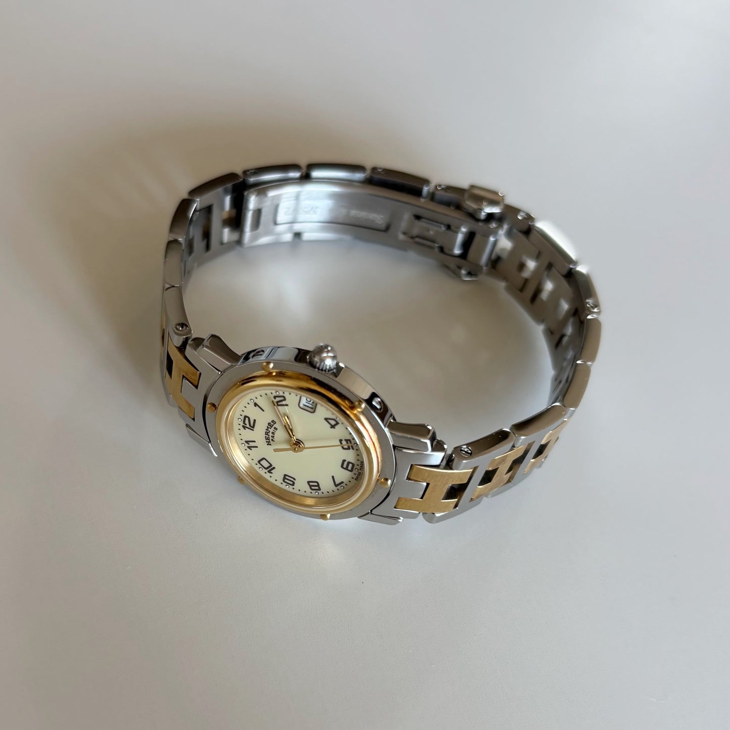 Hermes 1990s Clipper Date Round Dial Watch