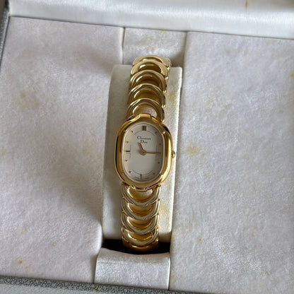 Dior 1990s Oval Gold Plated Watch