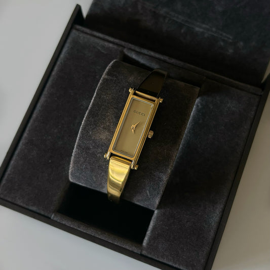 Gucci 90s Gold Plated Stainless Steel Rectangular Bangle Watch