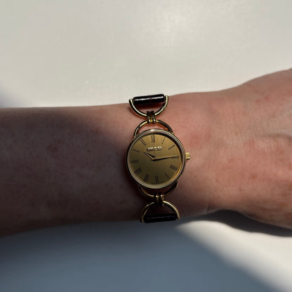 Gucci 1990s Gold Dial Horsebit Gold Plated Watch