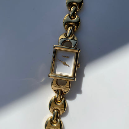 Gucci 1990s Interchangeable Belt Gold Plated Watch with 3 belts, case