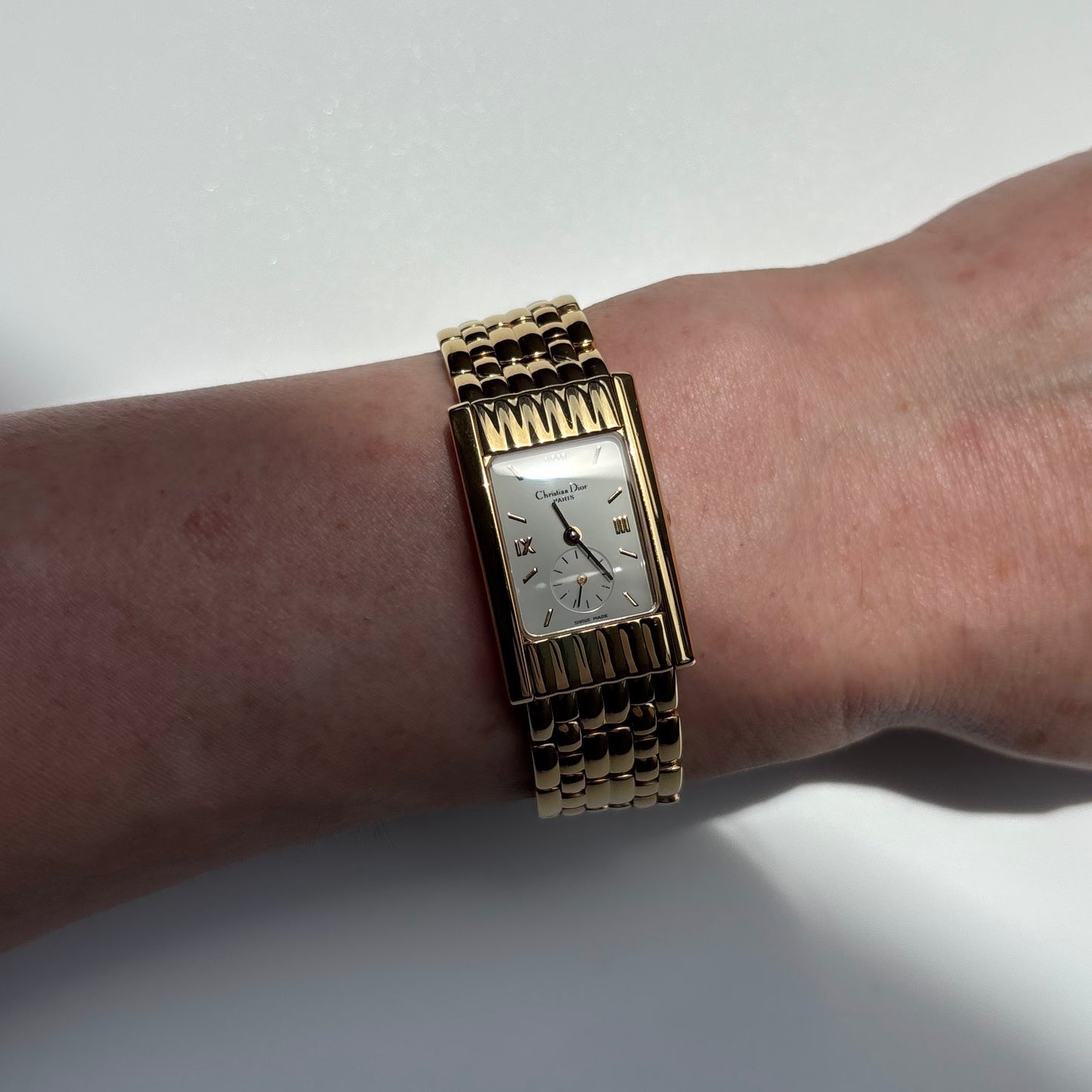 Dior 1990s Sub second Tank Gold Plated Watch