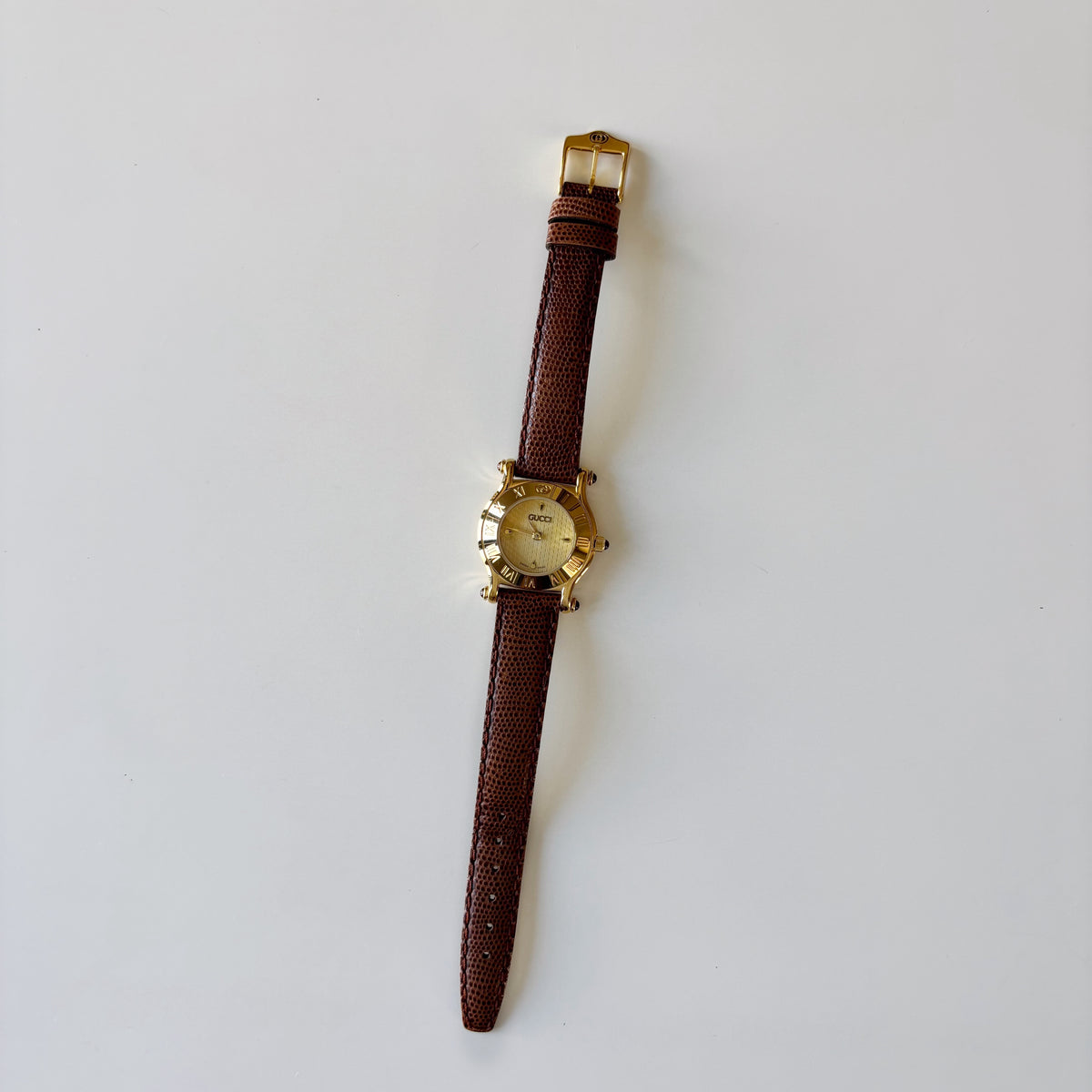 Gucci 1990s Gold Dial Gold Plated Watch
