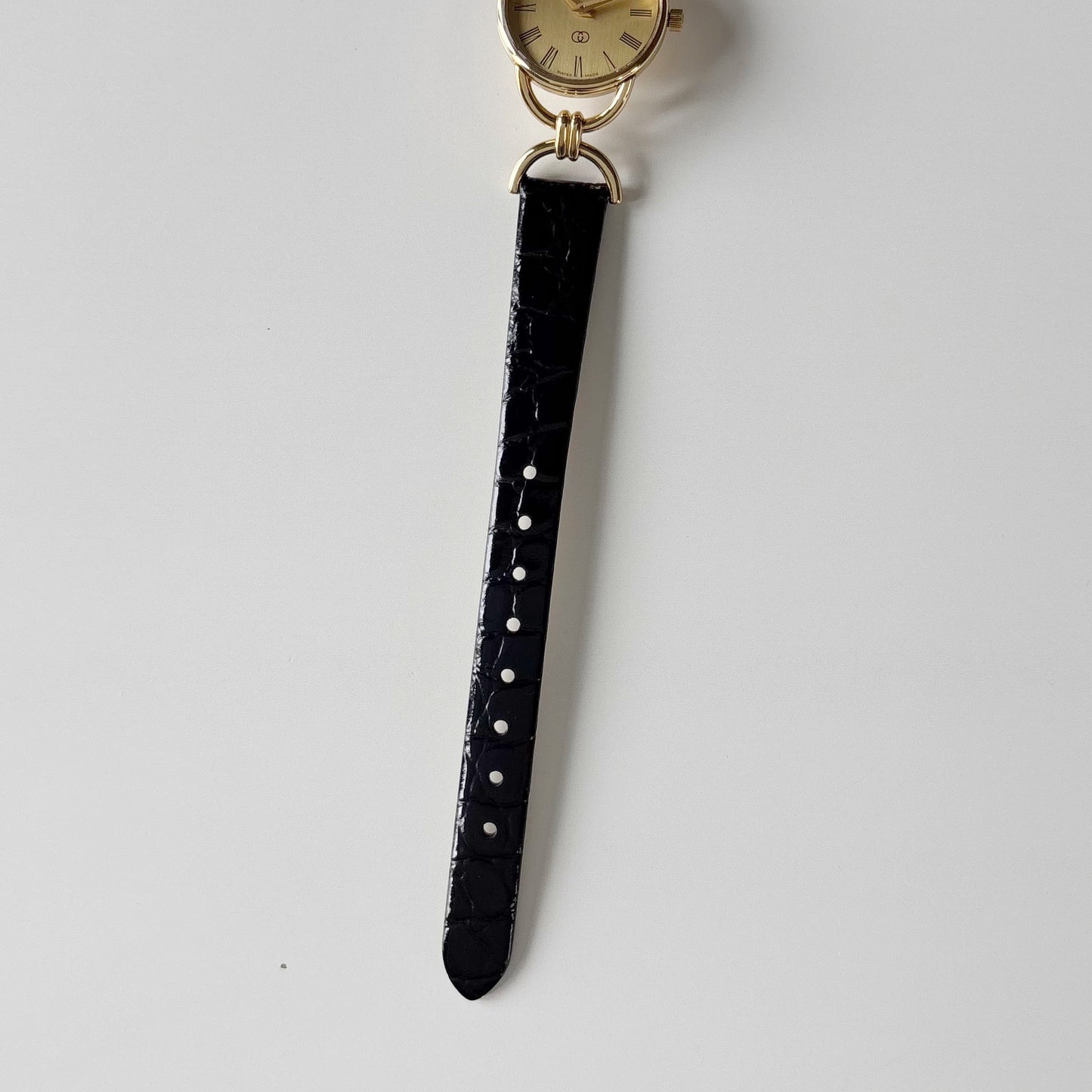 Gucci 1980s Round Dial Horsebit Gold Plated Watch