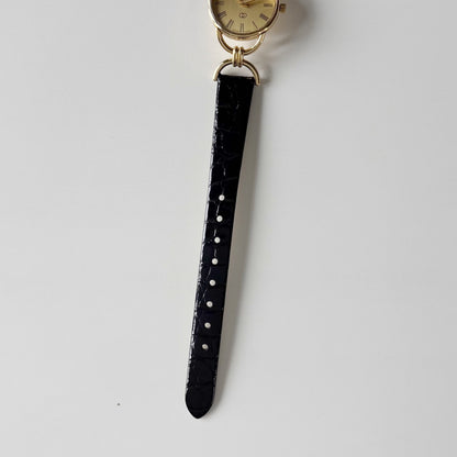 Gucci 1980s Round Dial Horsebit Gold Plated Watch