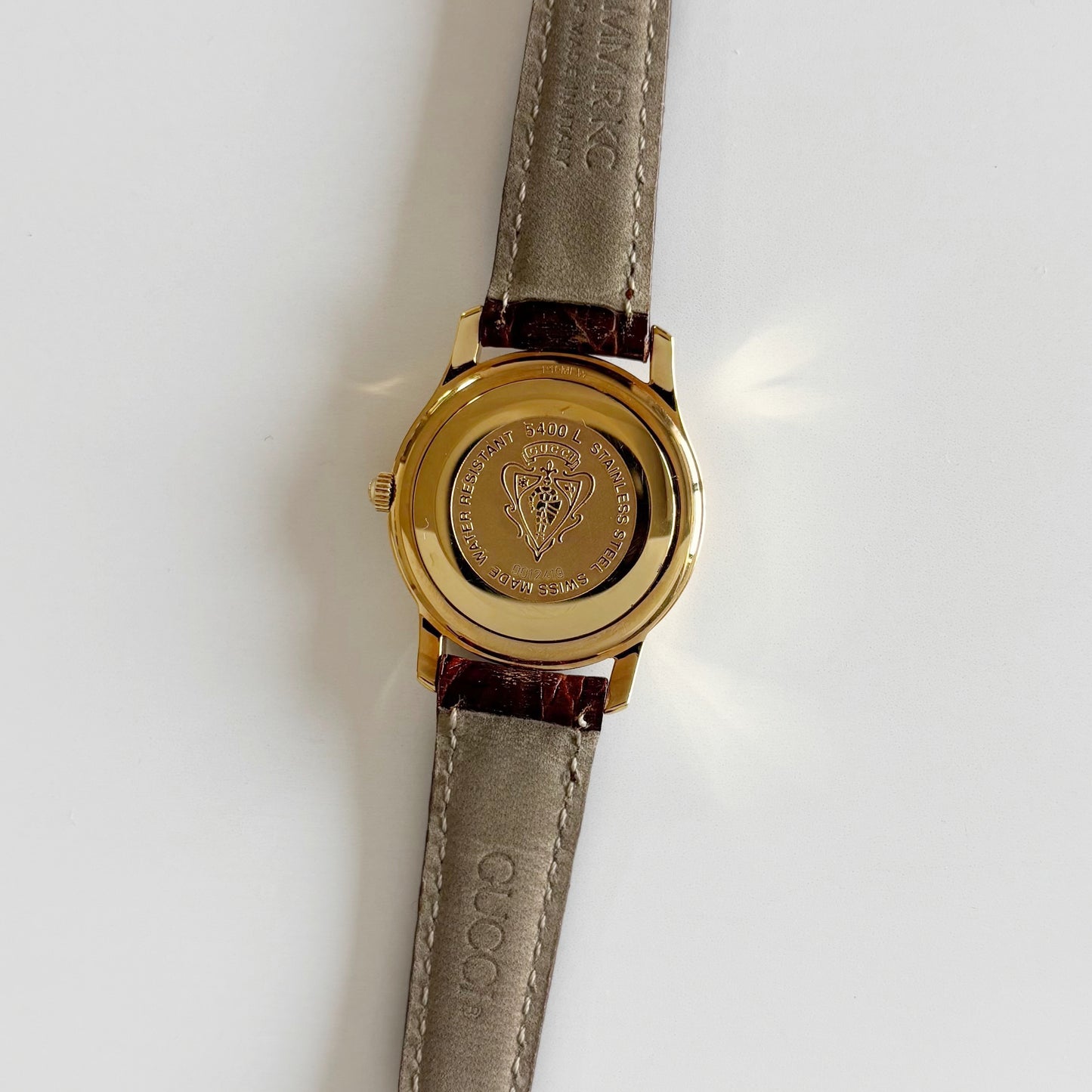 Gucci 1990s Date Round Dial Gold Plated Watch