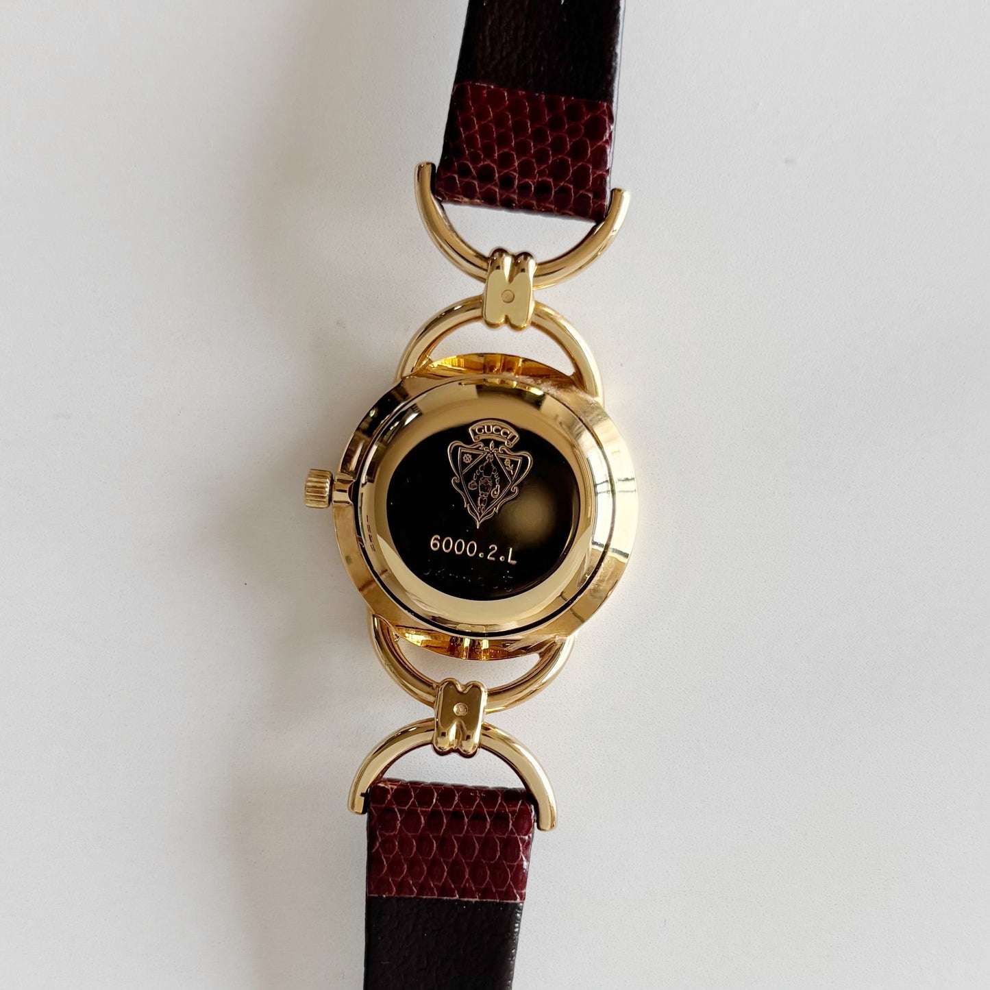 Gucci 1990s Seashell Dial Horsibit Gold Plated Watch