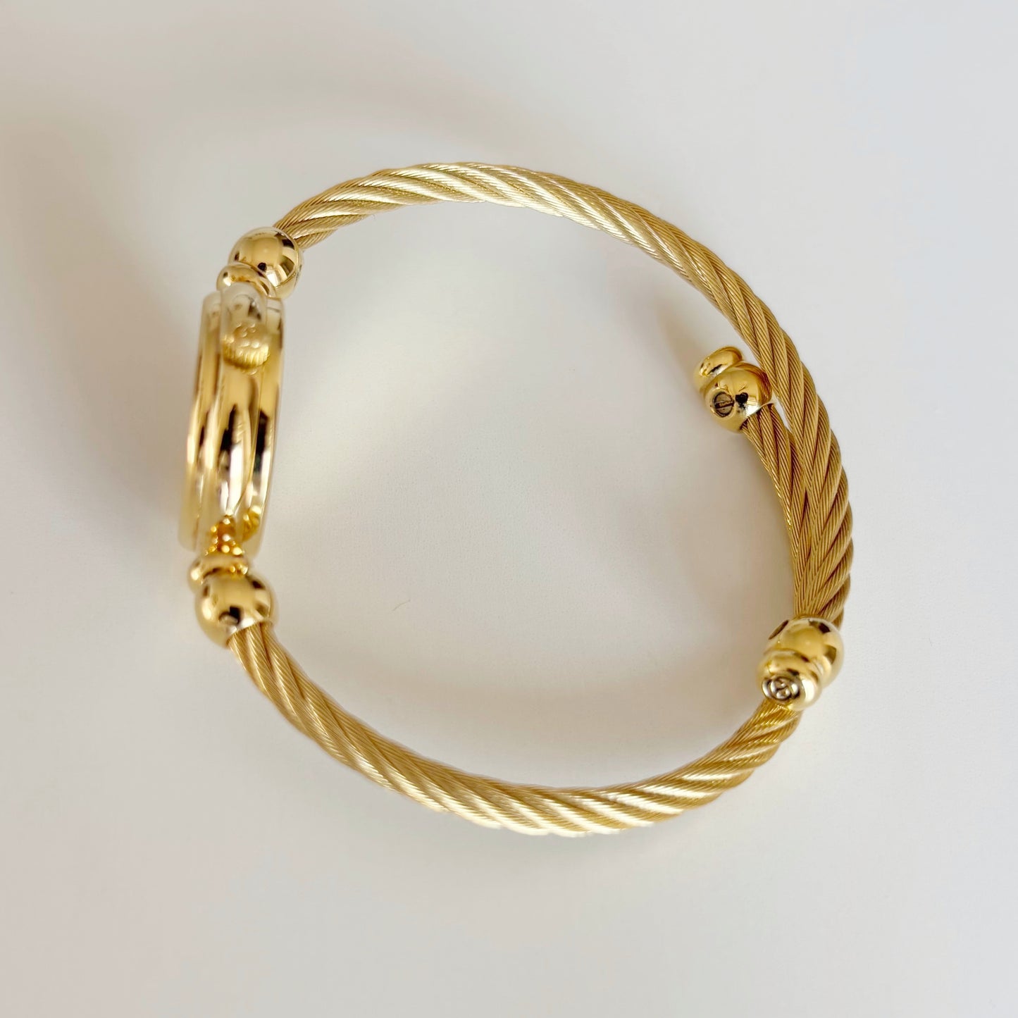 Gucci 1990s Black Dial Gold Plated Cable Bangle Watch