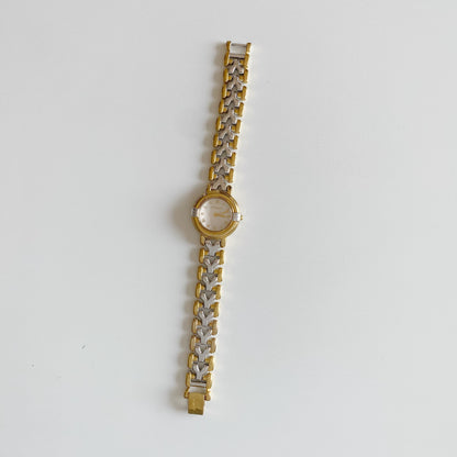 Yves Saint Laurent 1990s Two Tone Round Dial Gold Plated Watch