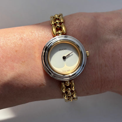 Gucci 1990s Interchangeable Bezel Gold Plated Watch with 6 bezels, case (160mm)