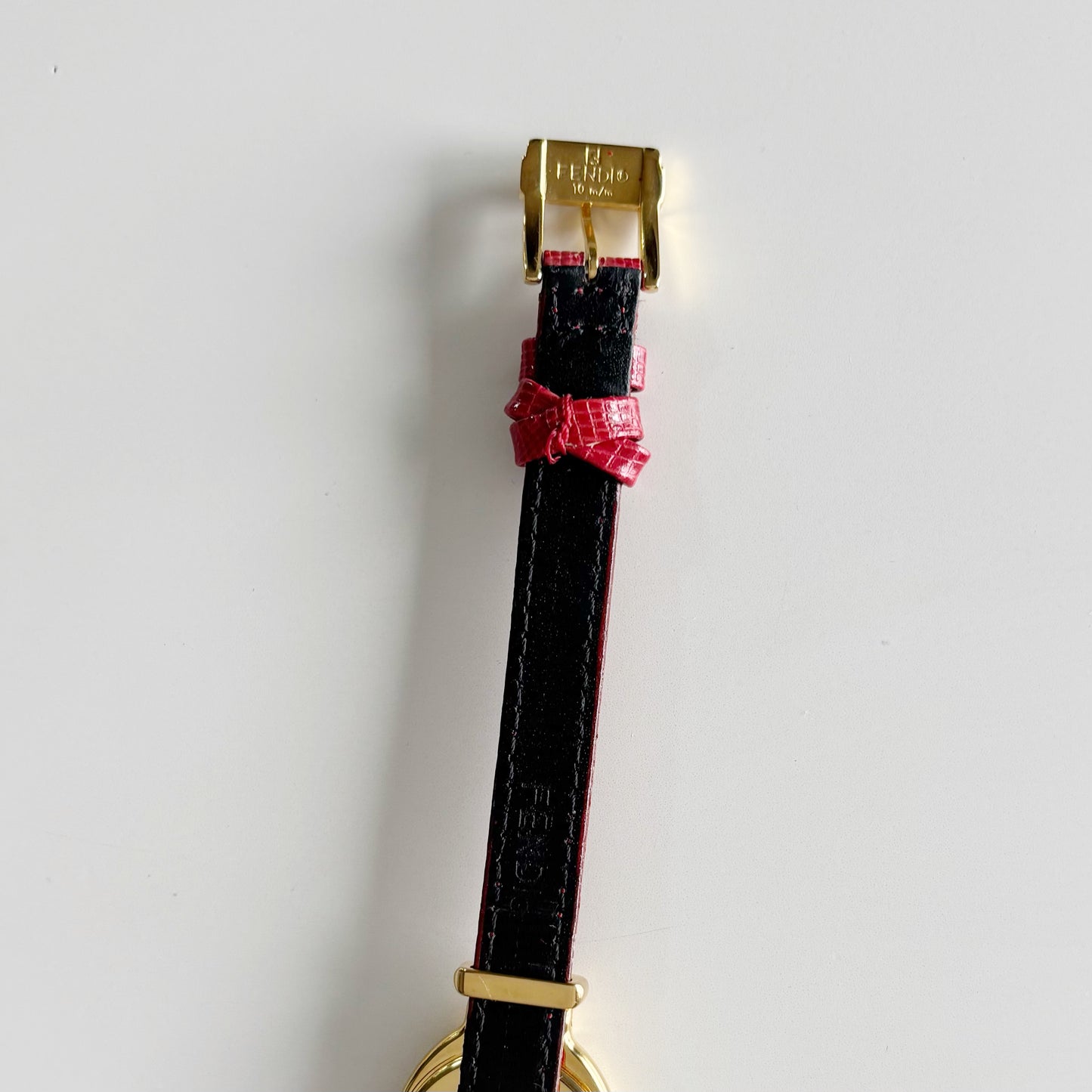 Fendi 1990s Interchangeable Strap Gold Plated Watch with 5 straps, case