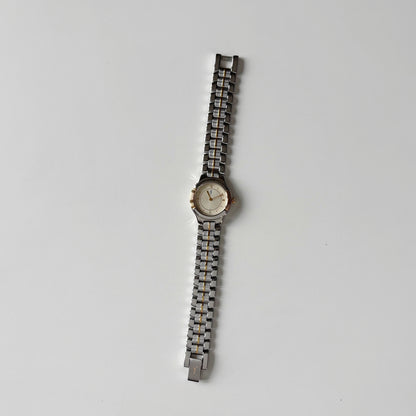 Yves Saint Laurent 1990s Round Dial Two Tone Gold Plated Watch
