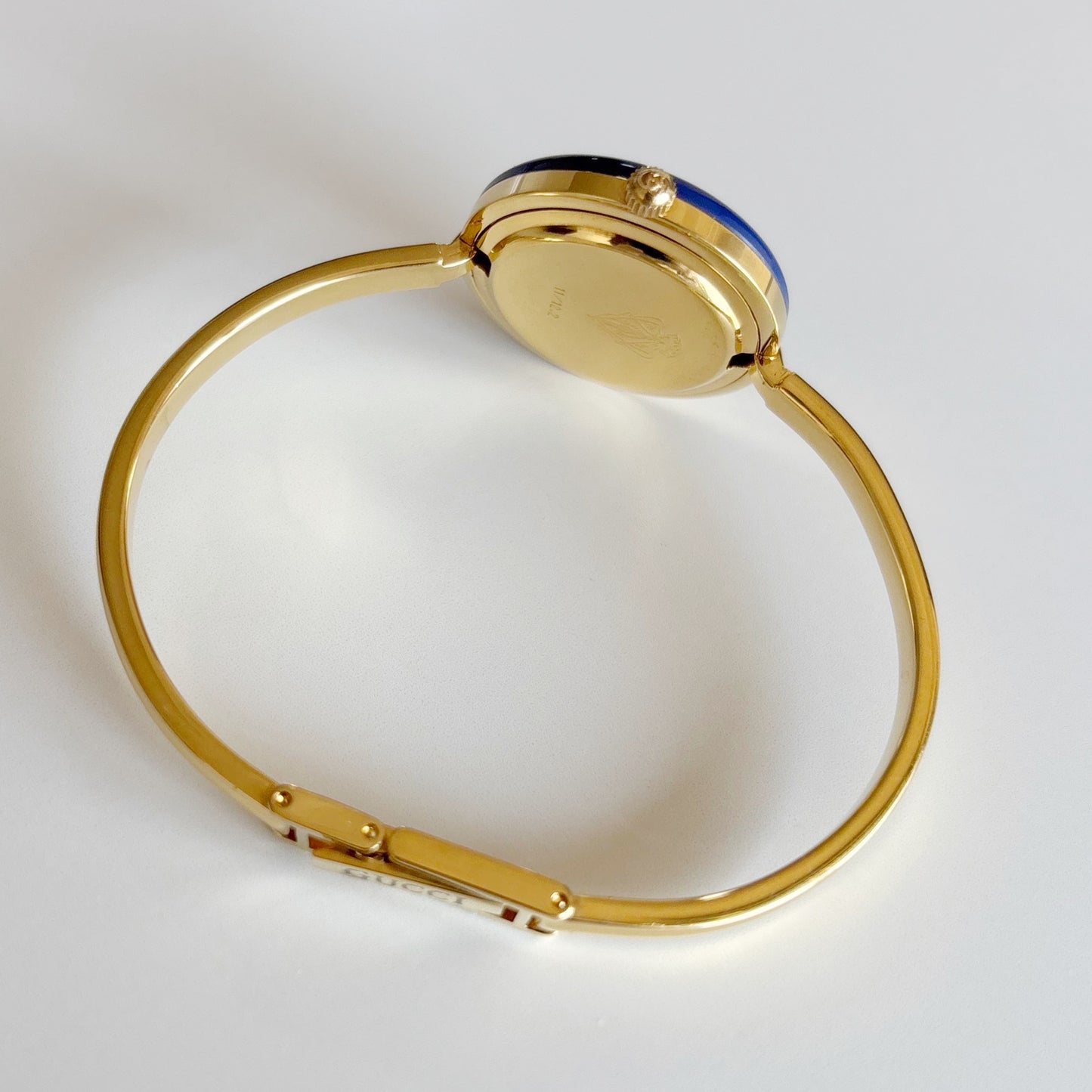 Gucci 1990s Interchangeable Bezel Gold Plated Bangle Watch with 12 bezels, case