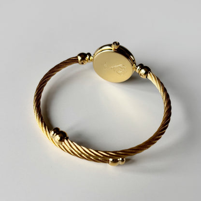 Gucci 1990s Seashell Dial Gold Plated Cable Band Bangle Watch