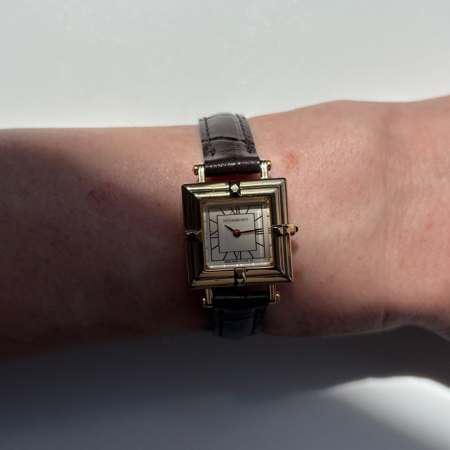 Yves Saint Laurent 1990s Square Dial Gold Plated Watch
