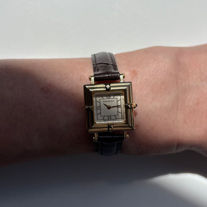 Yves Saint Laurent 1990s Square Dial Gold Plated Watch