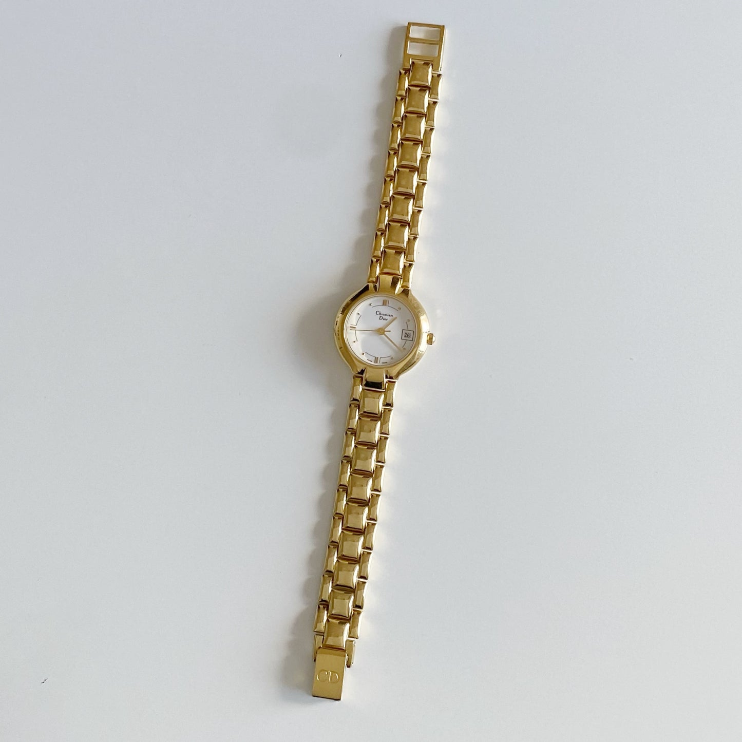 Dior 1990s Round Dial Gold Plated Watch